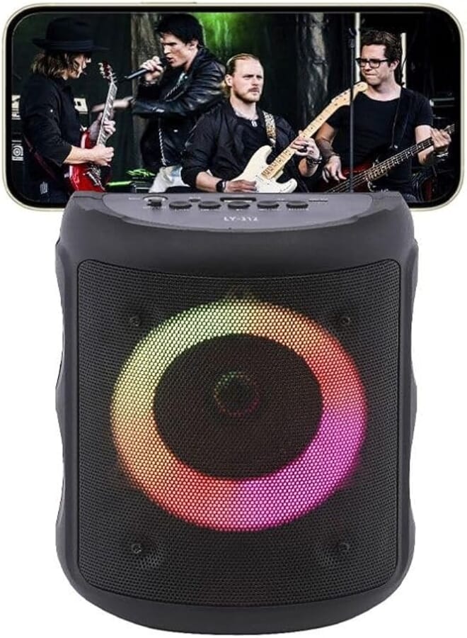 Etrain | LED Cylindrical Portable Speaker | 10W Output | 1500mAh Rechargeable Battery | TWS Function | Compact & Stylish